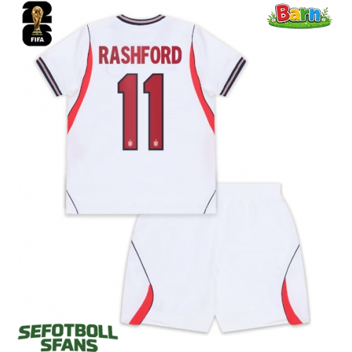 England Marcus Rashford #11 Hemmaställ Barn VM 2026 Kortärmad (+ Korta byxor)